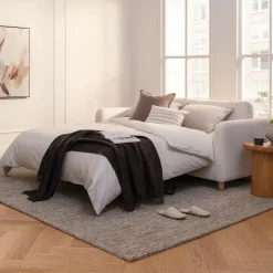 Vati 80" Sofa Bed - Natural Oak and Buckler Ivory