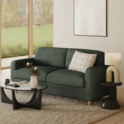 Vati 80" Sofa Bed - Natural Oak and Green Wool Bouclé