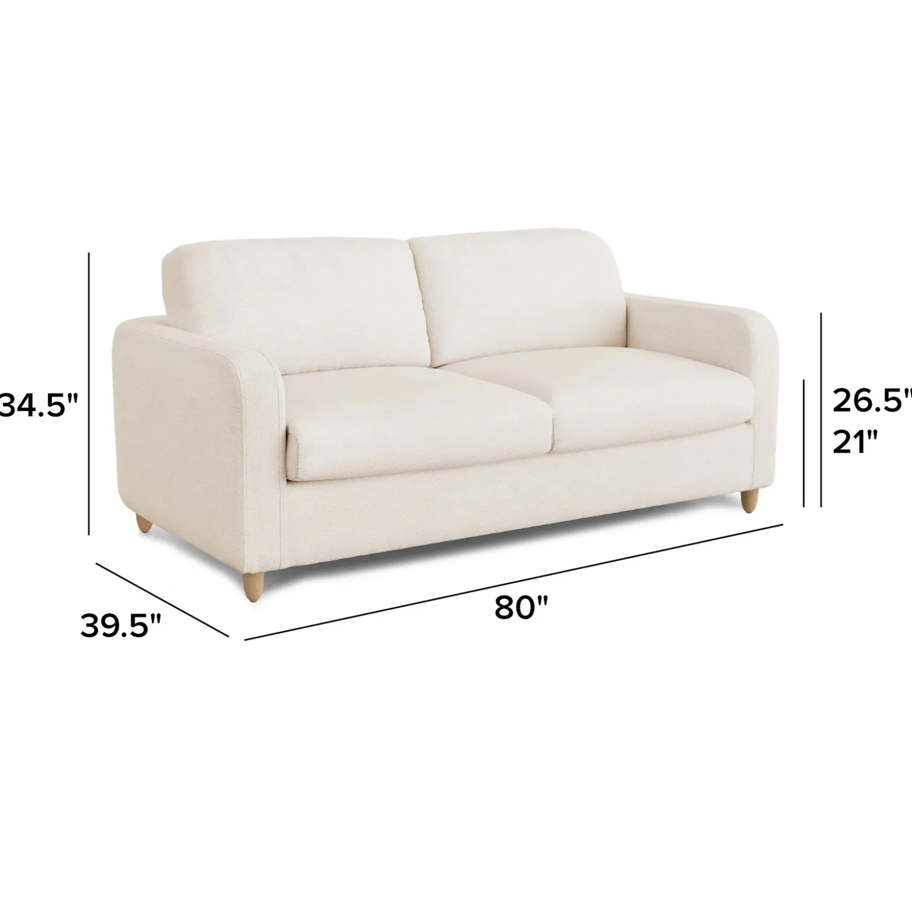 Vati 80" Sofa Bed - Natural Oak and Ivory Wool Bouclé