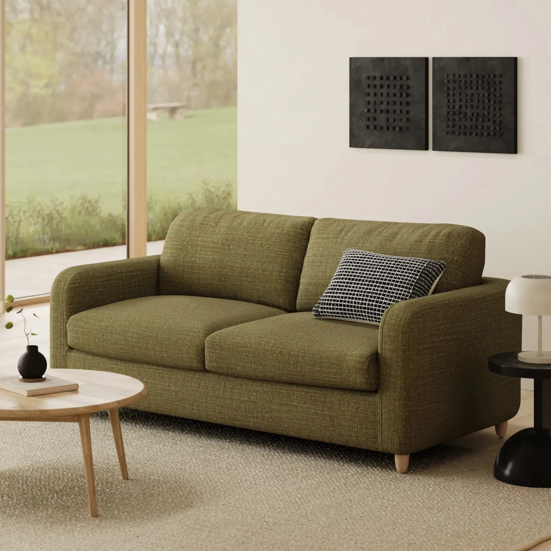 Vati 80" Sofa Bed - Natural Oak and Napa Moss