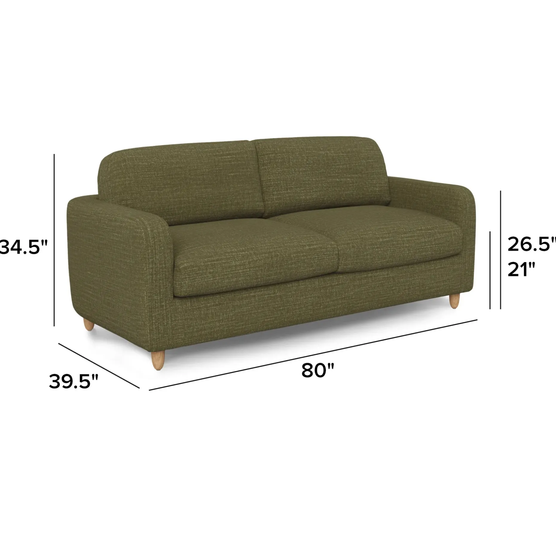 Vati 80" Sofa Bed - Natural Oak and Napa Moss