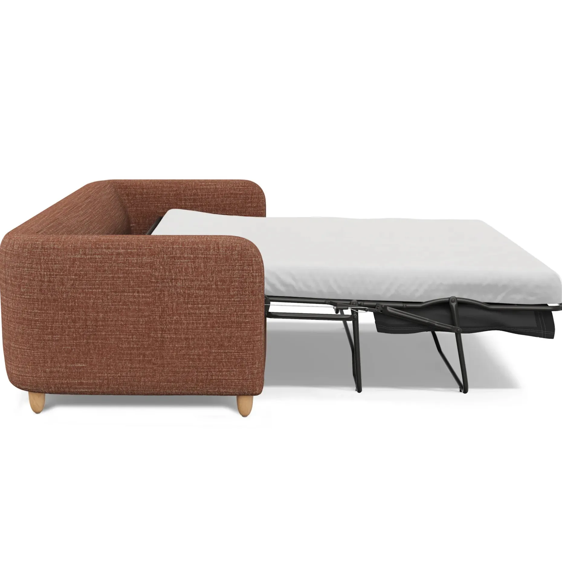 Vati 80" Sofa Bed - Natural Oak and Napa Rust