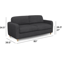 Vati 80" Sofa Bed - Natural Oak and Napa Charcoal