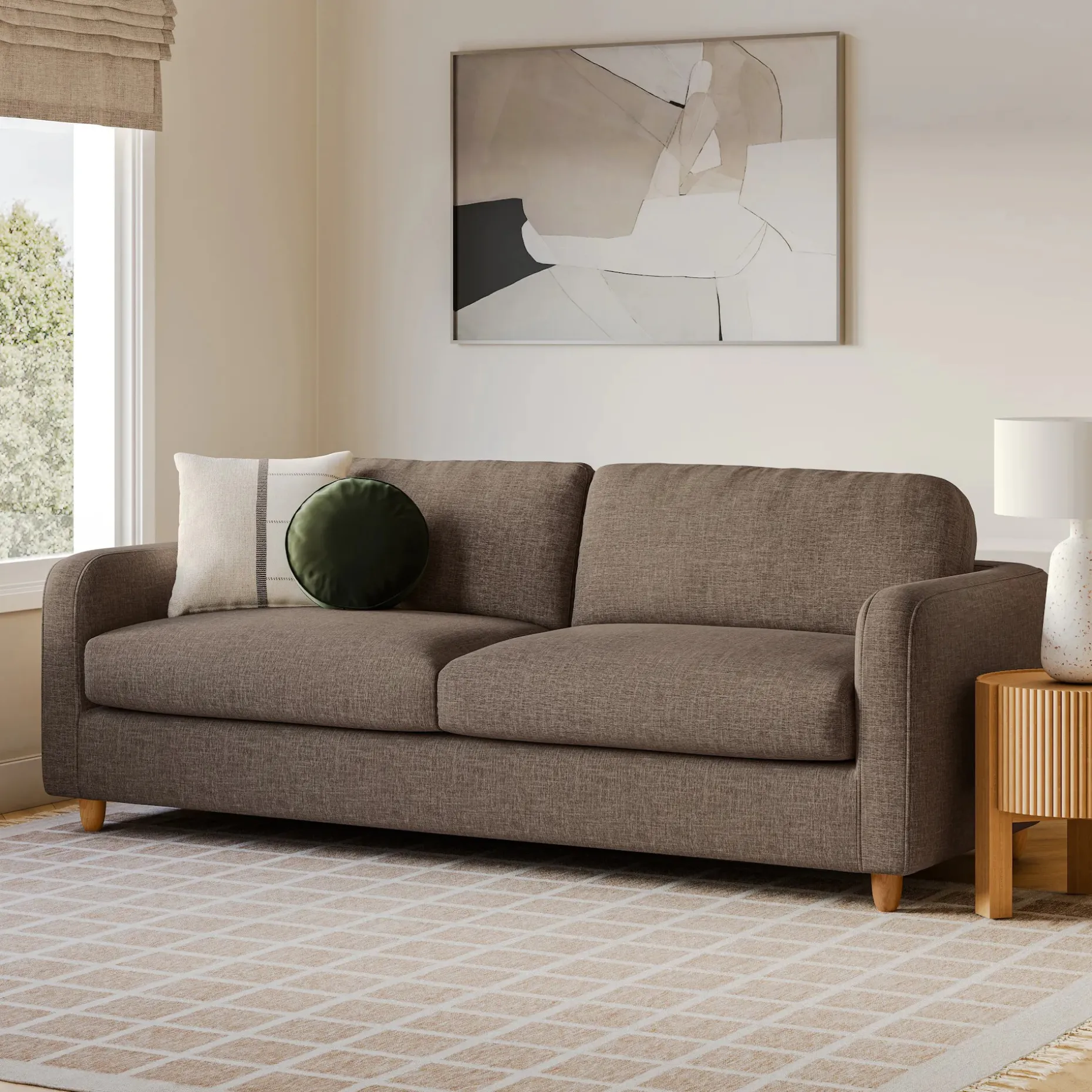 Vati 92" Sofa - Honey Oak and Buckler Brown