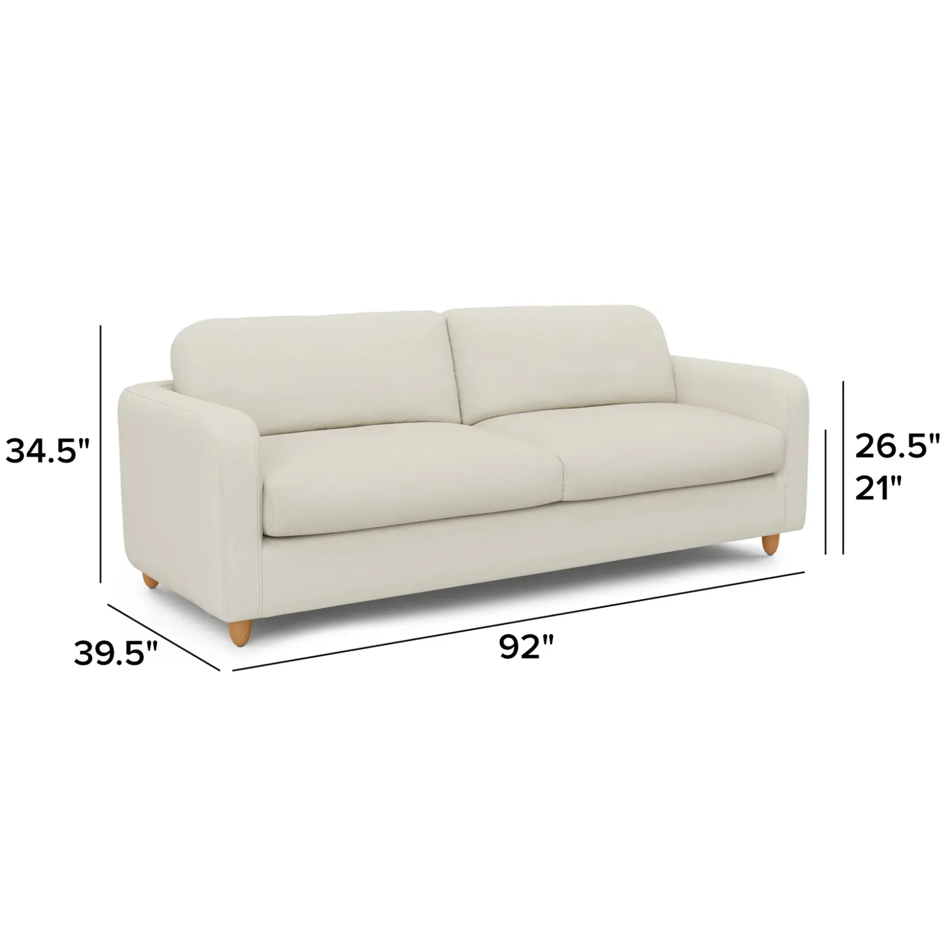 Vati 92" Sofa - Honey Oak and Buckler Ivory