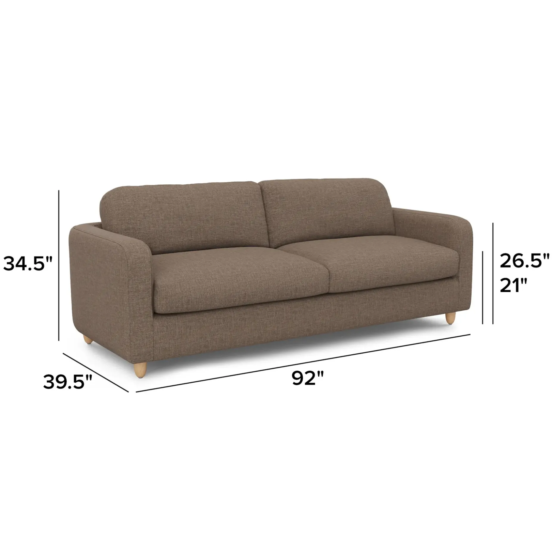 Vati 92" Sofa - Natural Oak and Buckler Brown