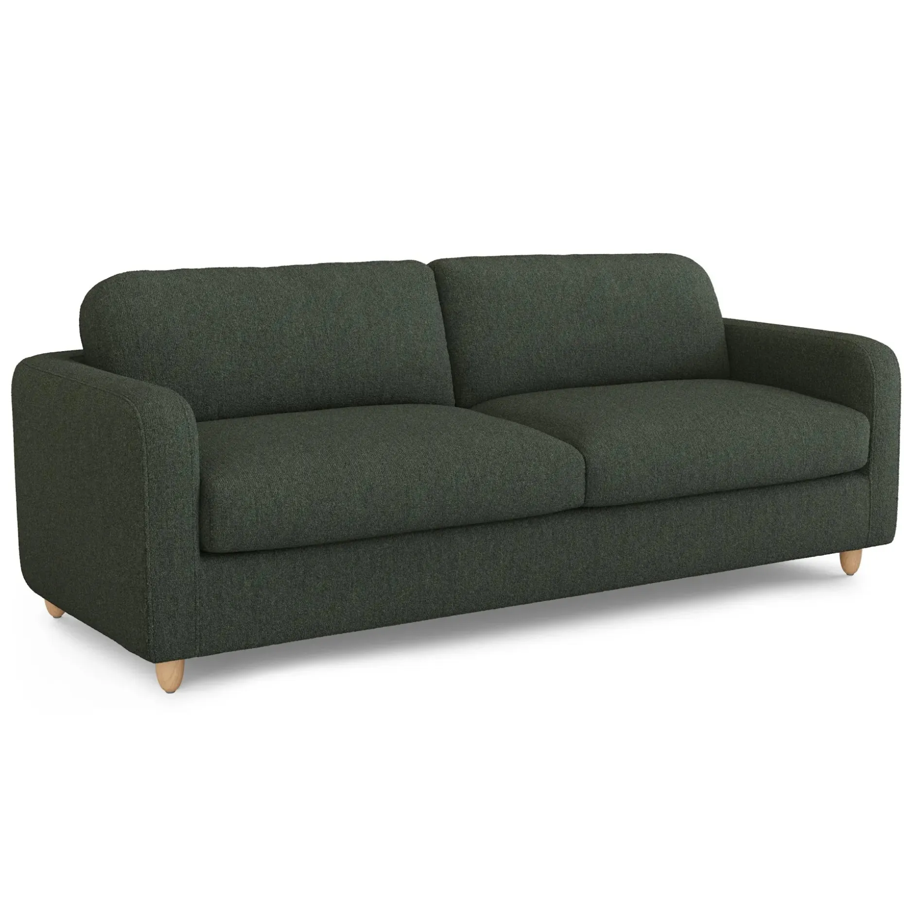 Vati 92" Sofa - Natural Oak and Green Wool Bouclé
