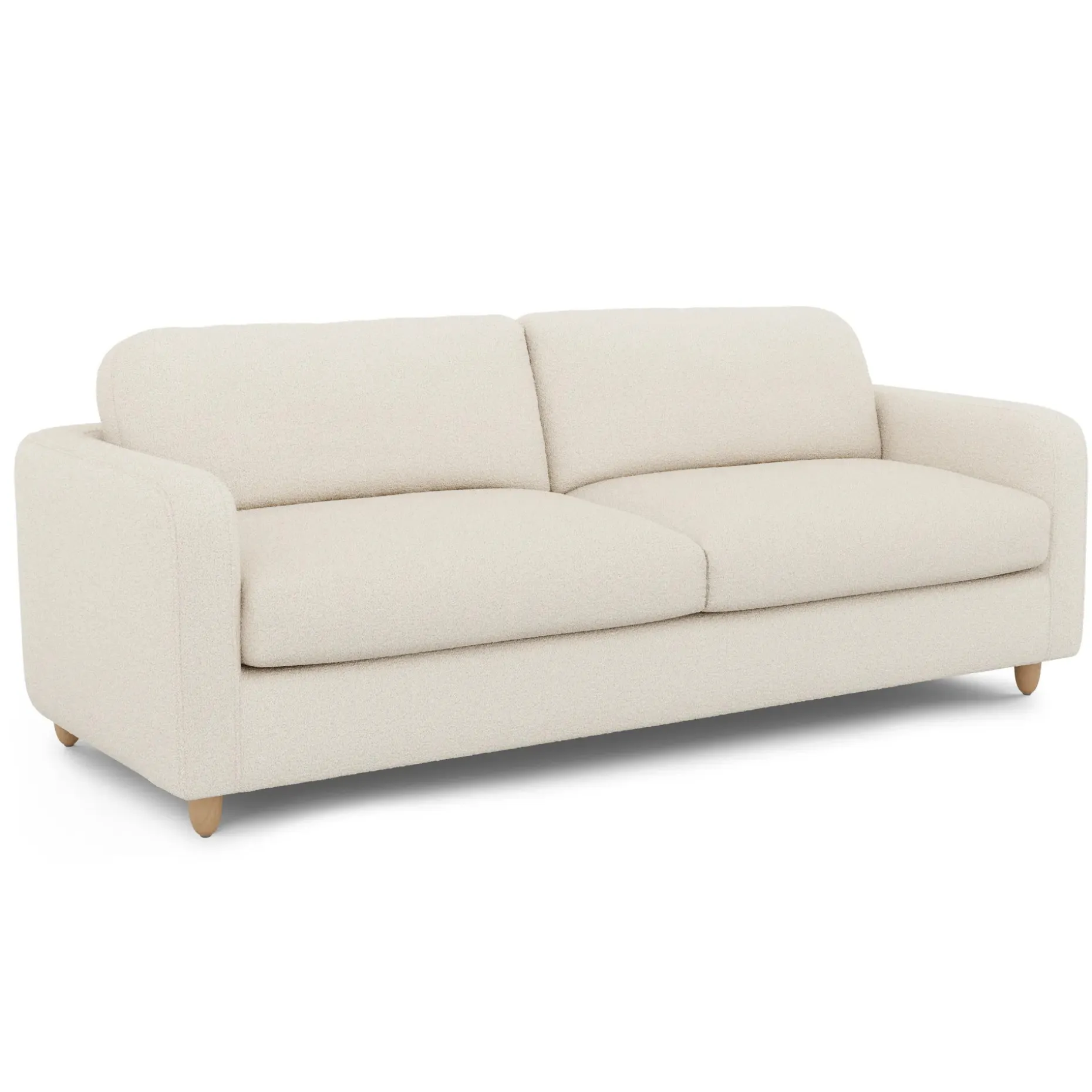 Vati 92" Sofa - Natural Oak and Ivory Wool Bouclé