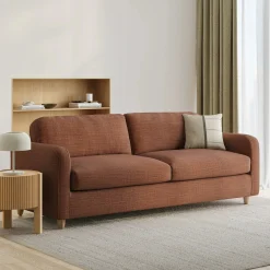 Vati 92" Sofa - Natural Oak and Napa Rust