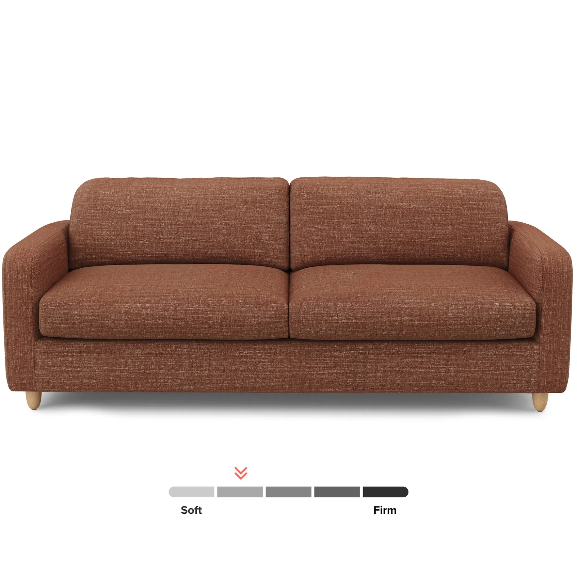 Vati 92" Sofa - Natural Oak and Napa Rust