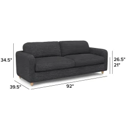 Vati 92" Sofa - Natural Oak and Napa Charcoal