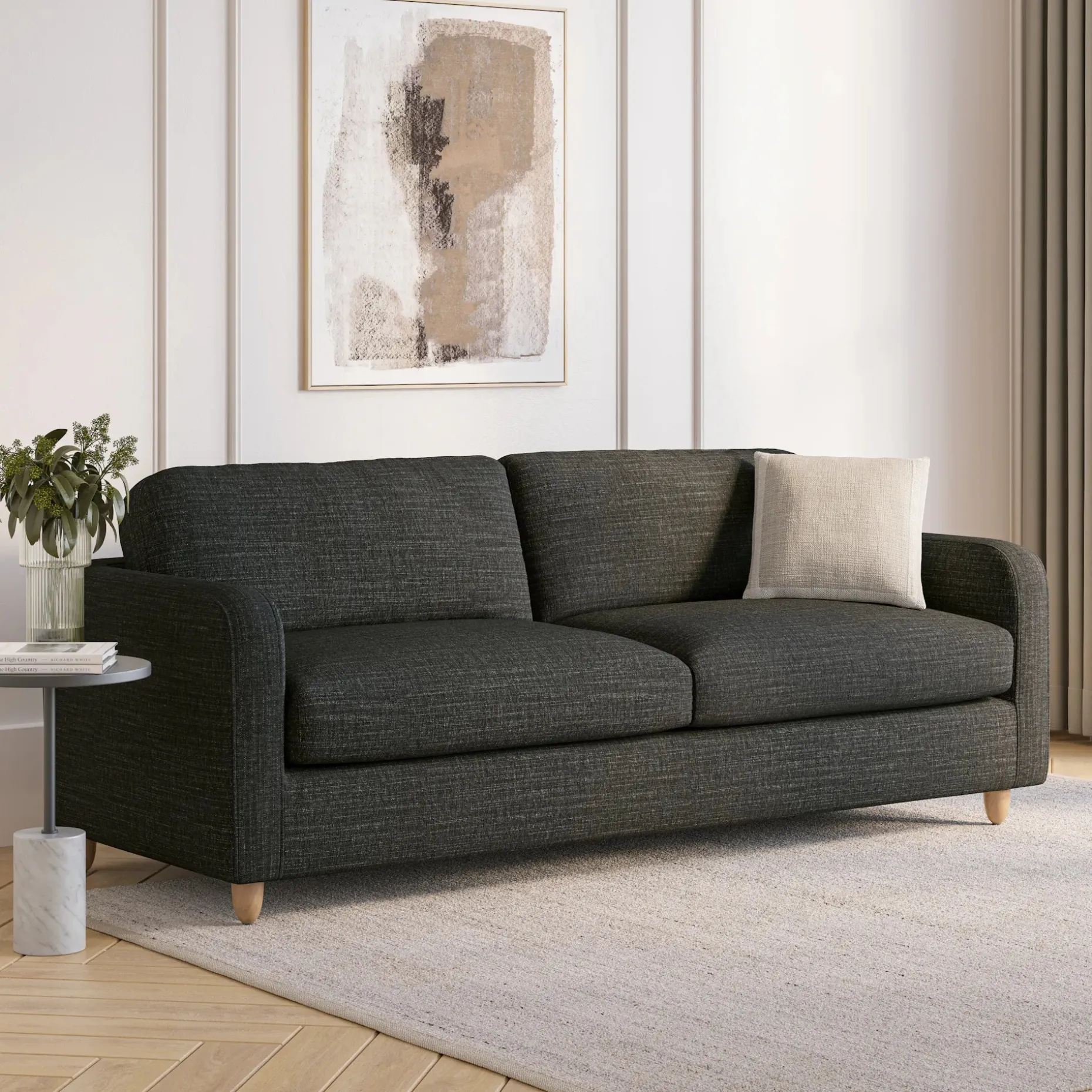 Vati 92" Sofa - Natural Oak and Napa Charcoal