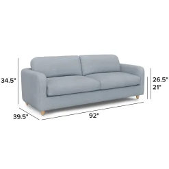 Vati 92" Sofa - Natural Oak and Silver Light Blue