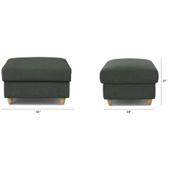 Vati 33" Storage Ottoman - Natural Oak and Green Wool Bouclé