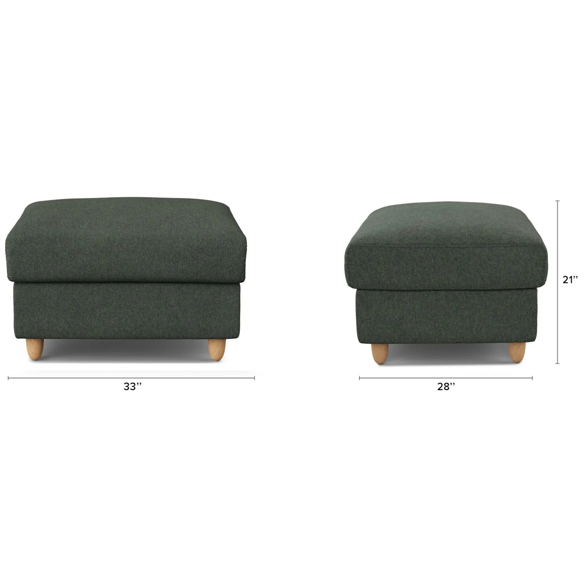 Vati 33" Storage Ottoman - Natural Oak and Green Wool Bouclé