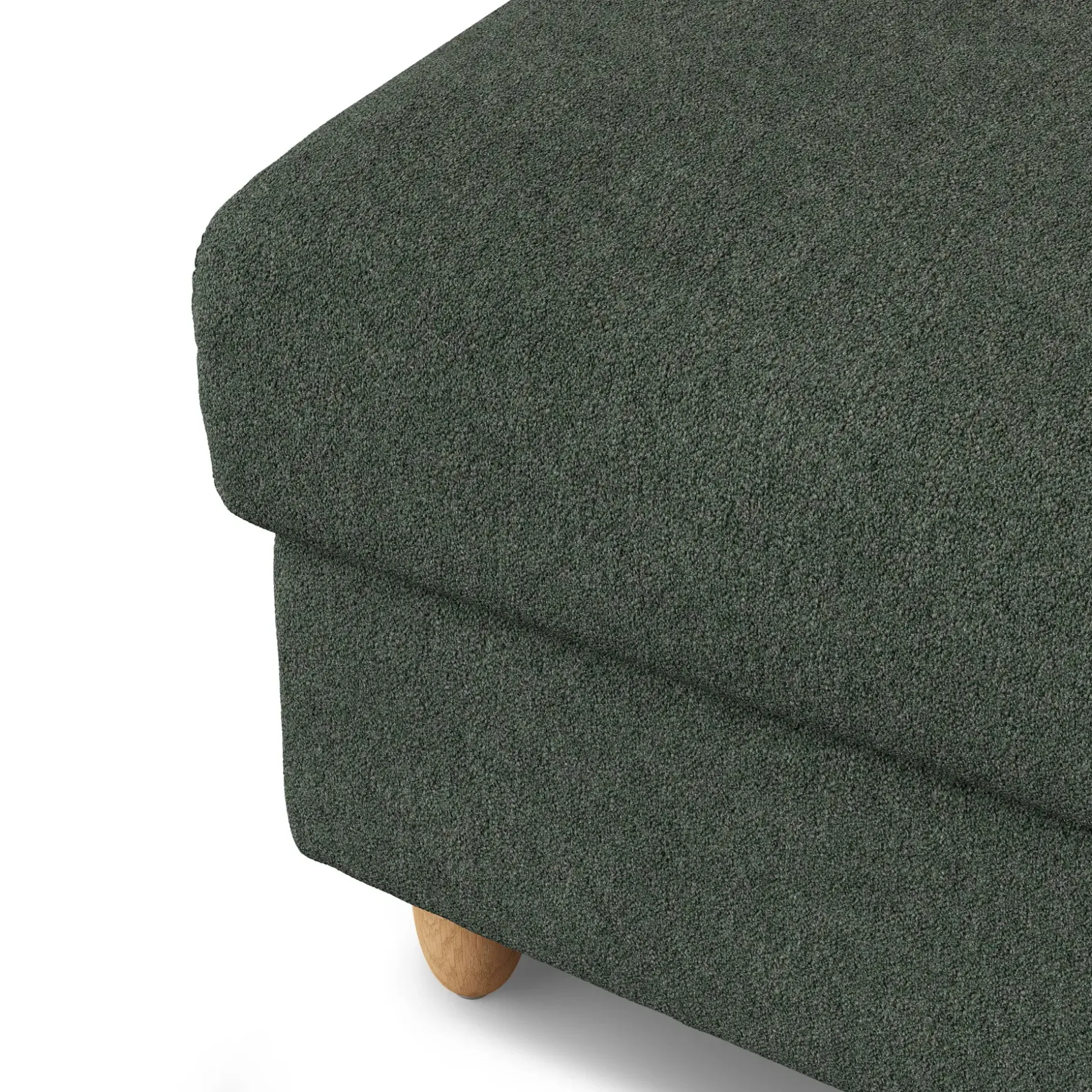 Vati 33" Storage Ottoman - Natural Oak and Green Wool Bouclé