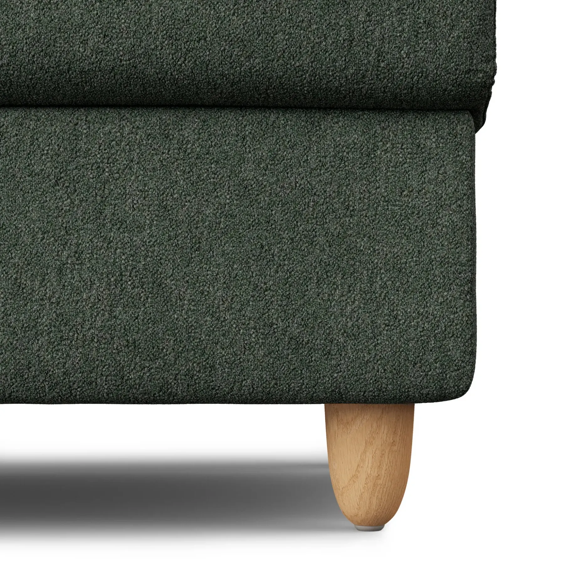 Vati 33" Storage Ottoman - Natural Oak and Green Wool Bouclé