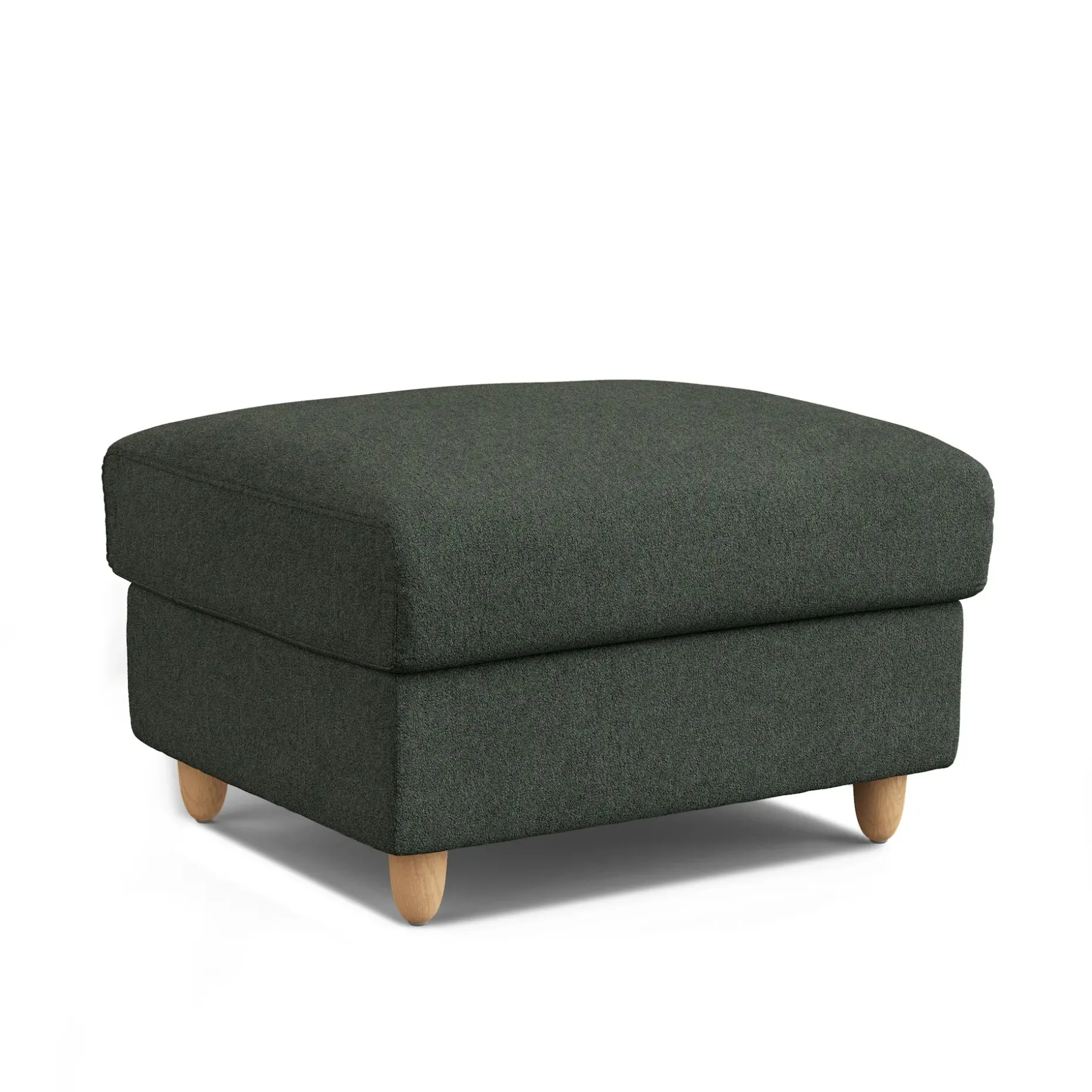 Vati 33" Storage Ottoman - Natural Oak and Green Wool Bouclé