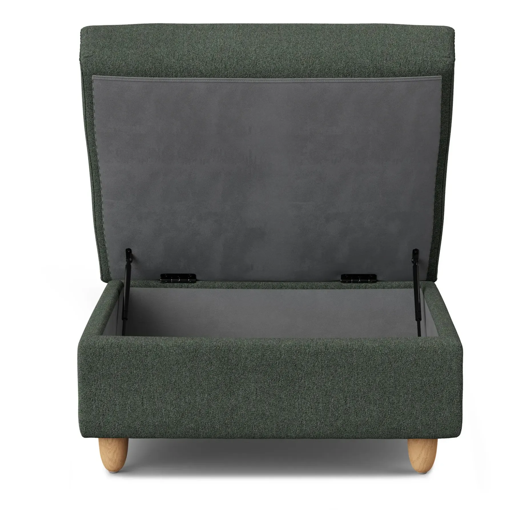 Vati 33" Storage Ottoman - Natural Oak and Green Wool Bouclé