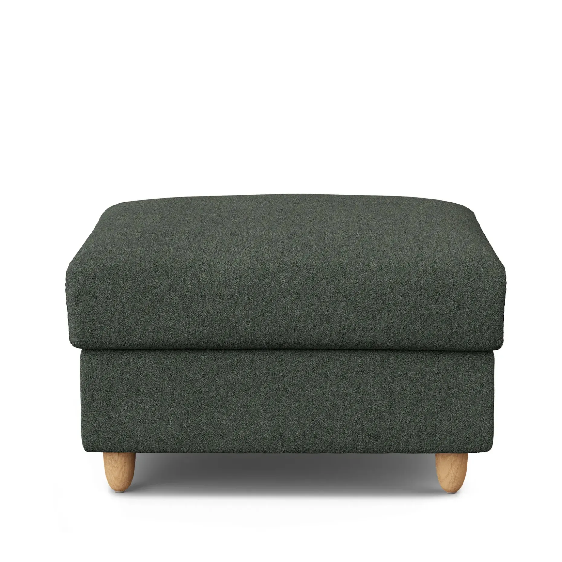 Vati 33" Storage Ottoman - Natural Oak and Green Wool Bouclé