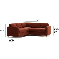 Vati 92" Velvet Corner Sectional - Hale Rust