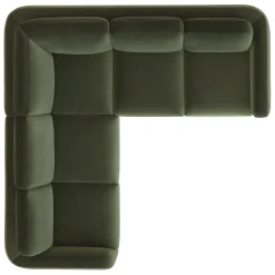 Vati 92" Velvet Corner Sectional - Natural Oak and Hale Fir Green
