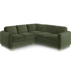 Vati 92" Velvet Corner Sectional - Natural Oak and Hale Fir Green