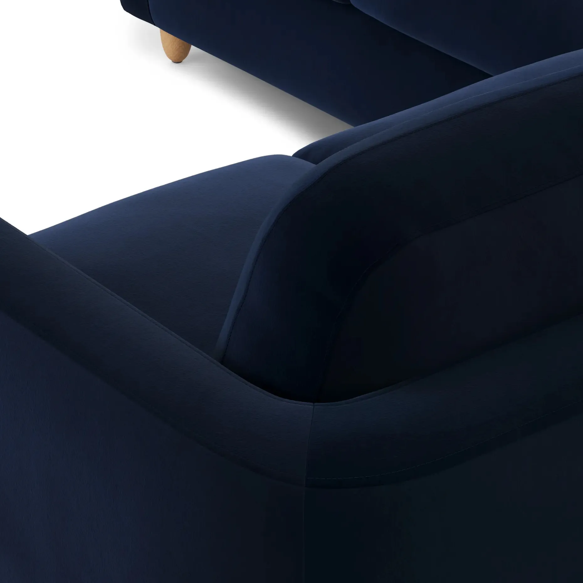 Vati 92" Velvet Corner Sectional - Natural Oak and Hale Ink
