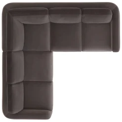 Vati 92" Velvet Corner Sectional - Natural Oak and Hale Warm Gray