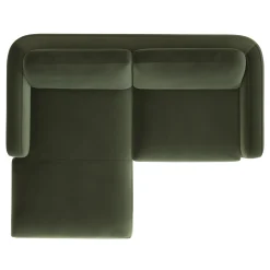 Vati 80" Velvet Left Storage Sectional - Natural Oak and Hale Fir Green