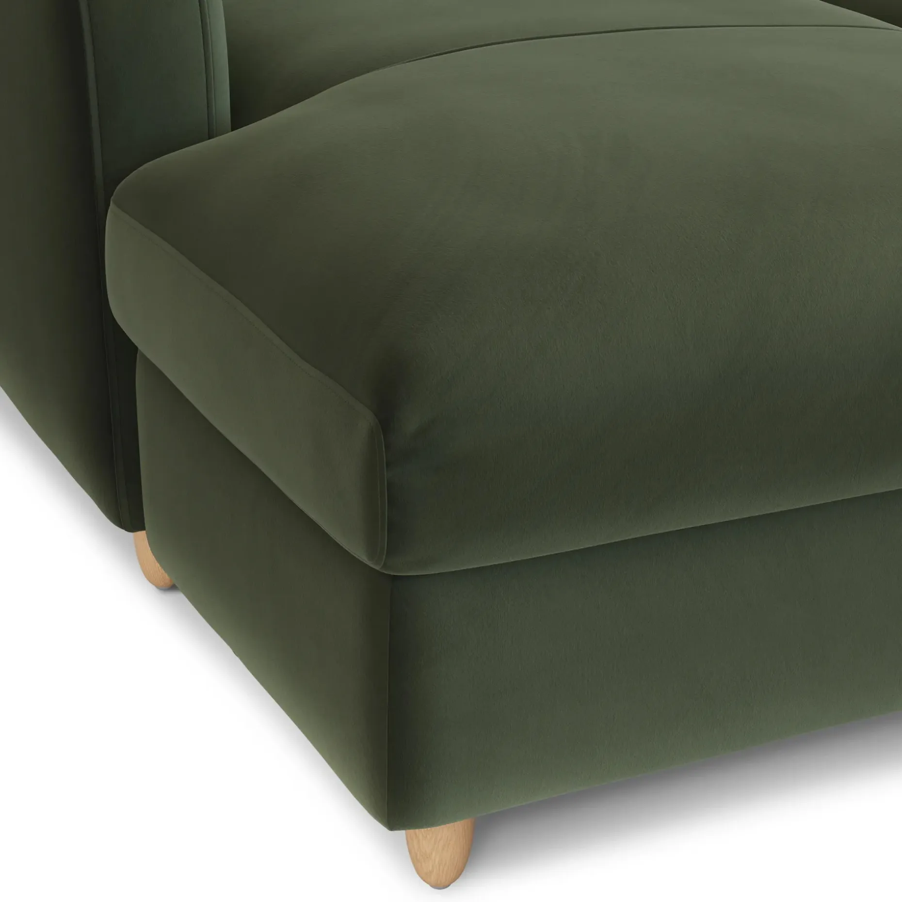 Vati 80" Velvet Left Storage Sectional - Natural Oak and Hale Fir Green