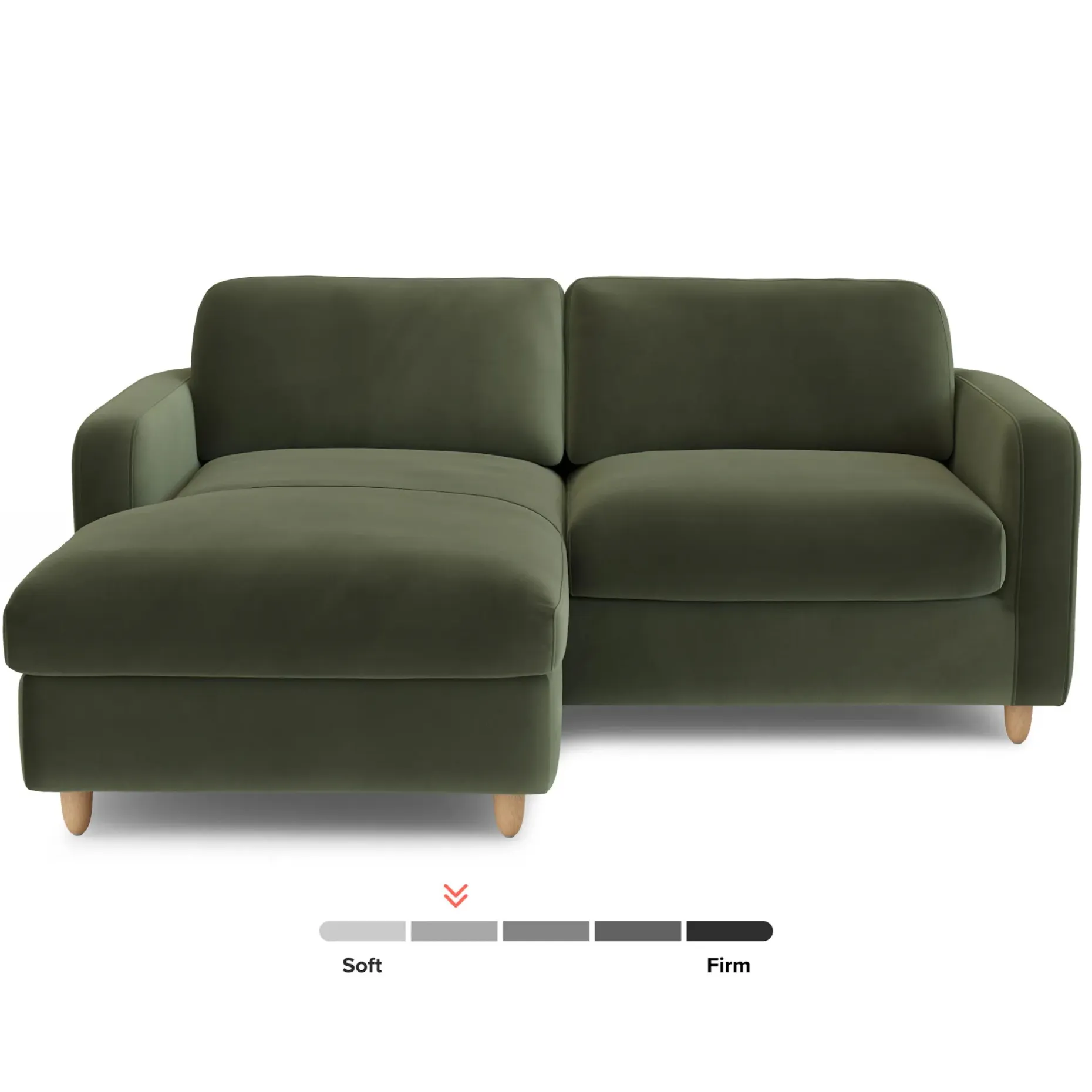 Vati 80" Velvet Left Storage Sectional - Natural Oak and Hale Fir Green