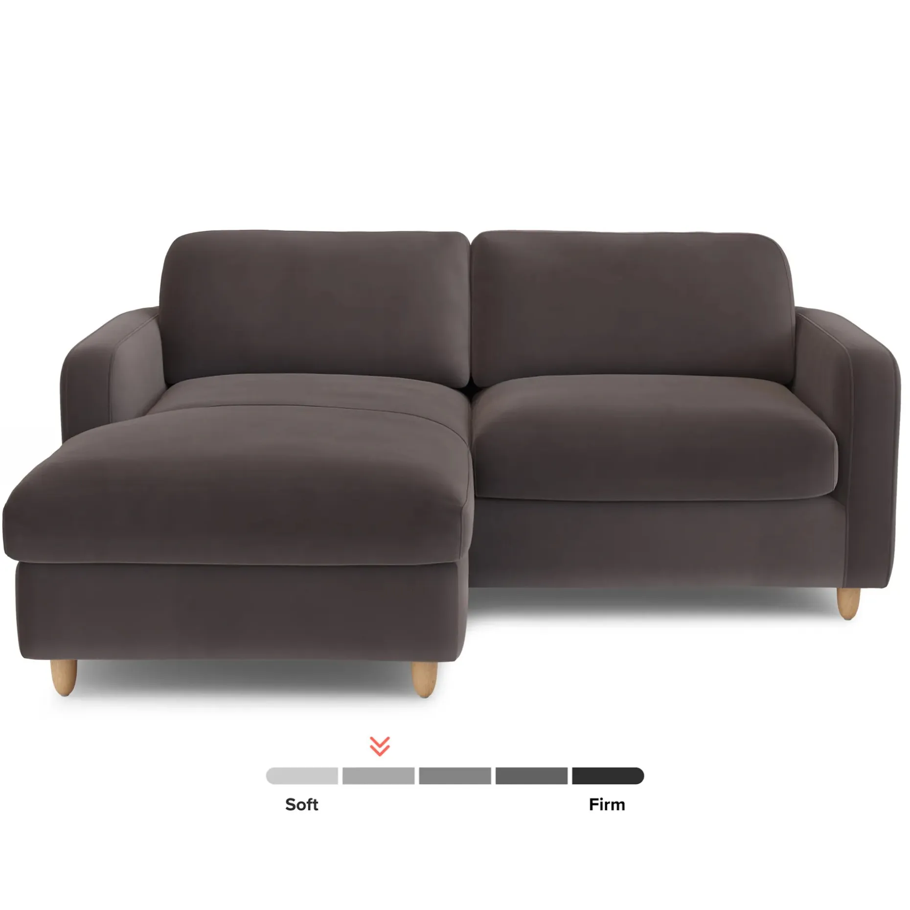 Vati 80" Velvet Left Storage Sectional - Natural Oak and Hale Warm Gray