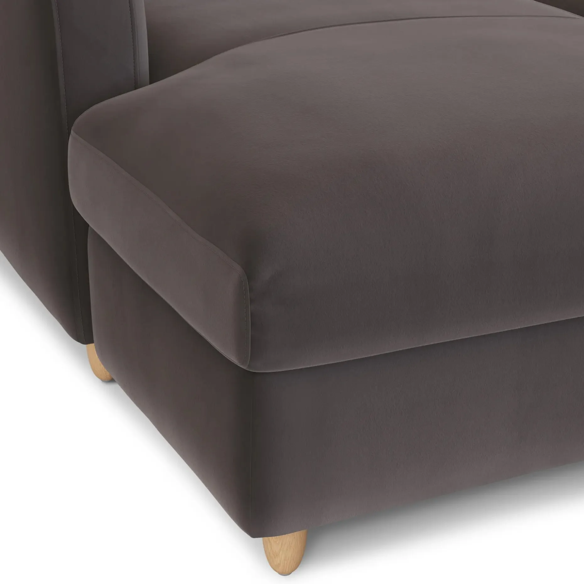 Vati 80" Velvet Left Storage Sectional - Natural Oak and Hale Warm Gray