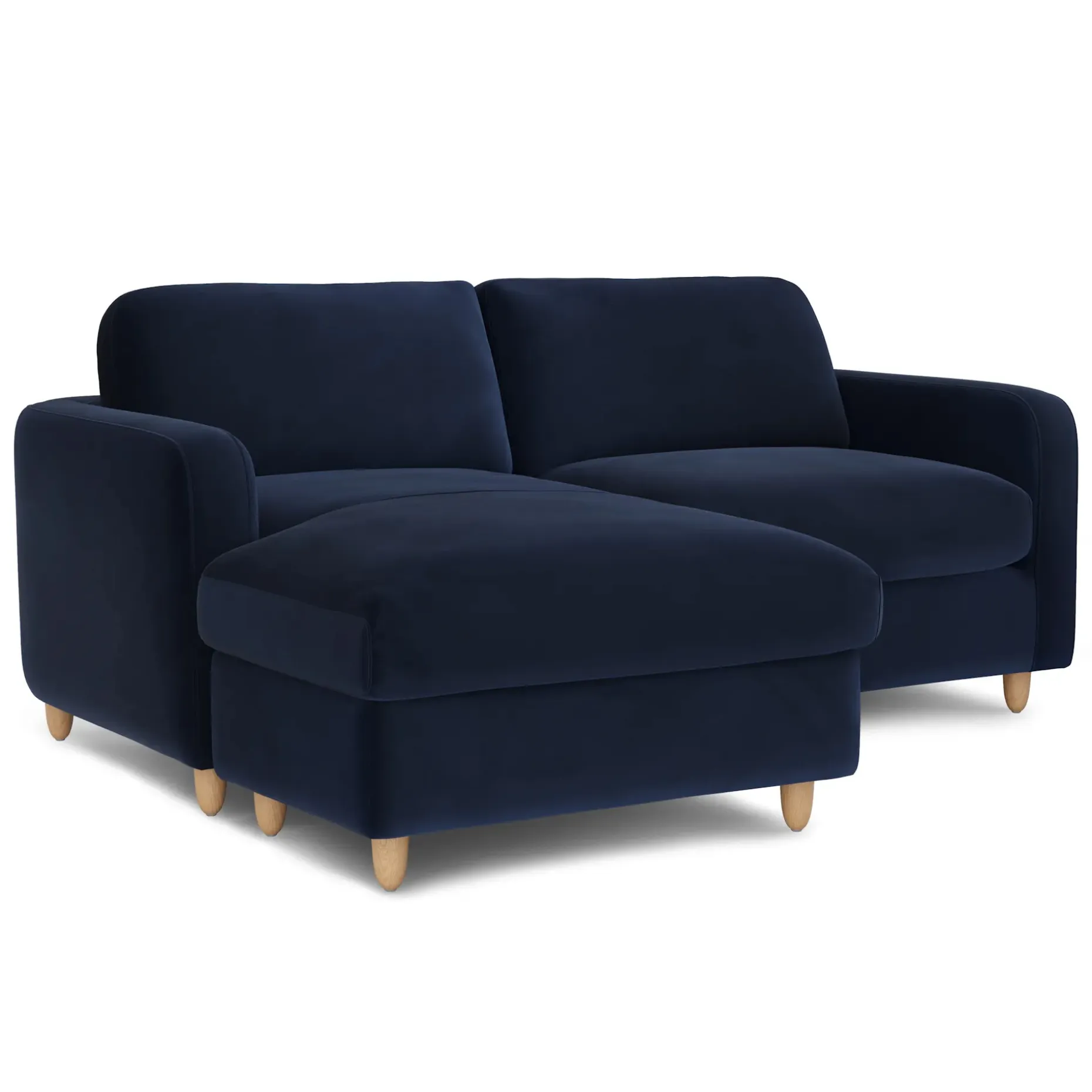 Vati 80" Velvet Left Storage Sectional - Natural Oak and Hale Ink