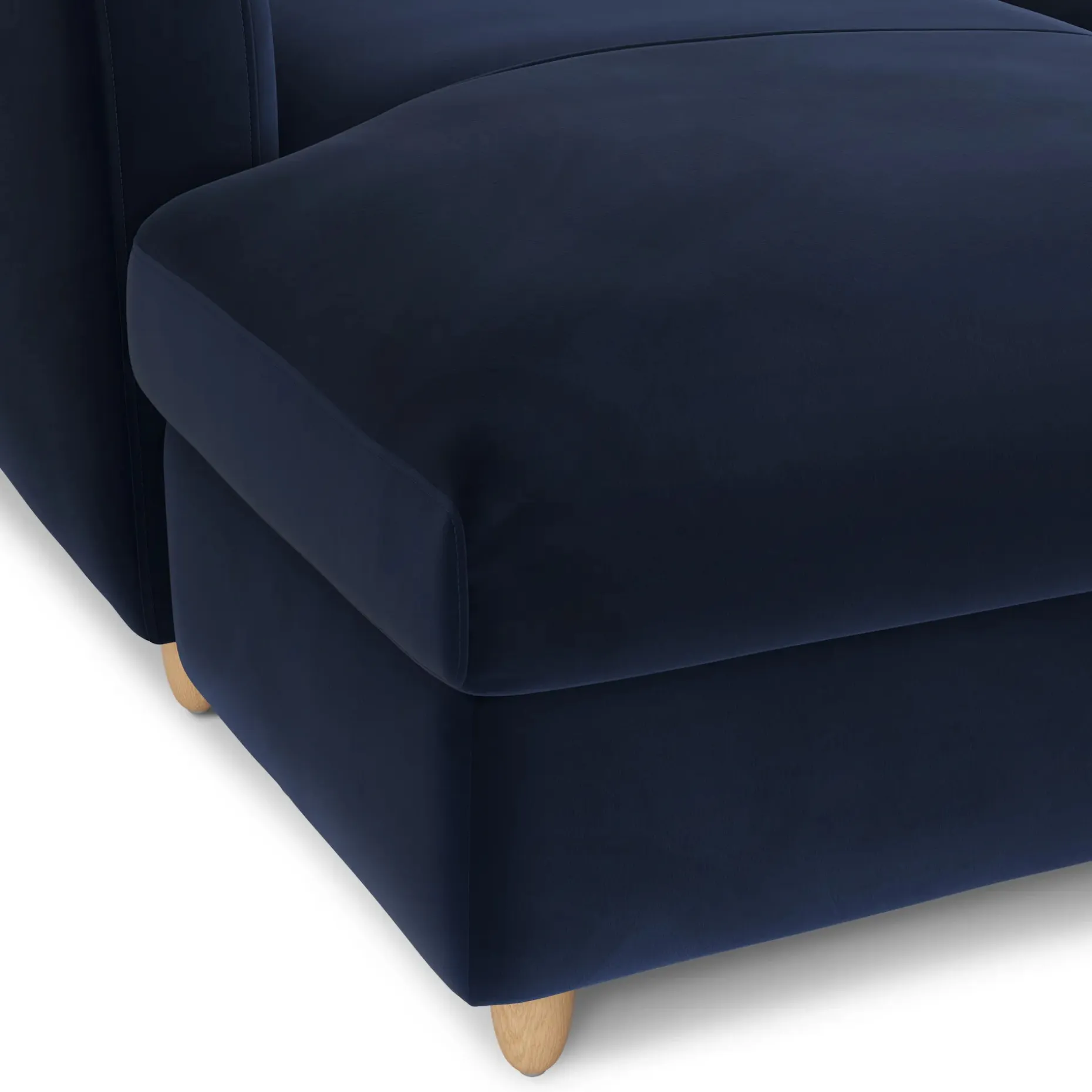 Vati 80" Velvet Left Storage Sectional - Natural Oak and Hale Ink