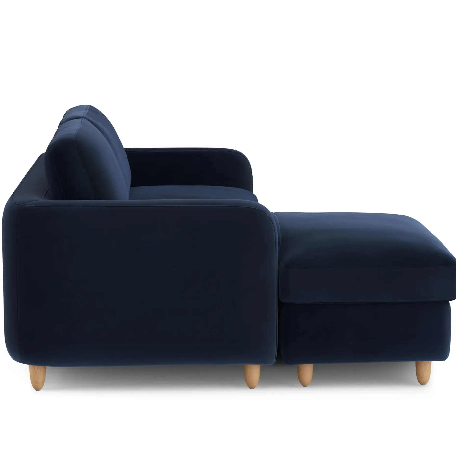 Vati 80" Velvet Left Storage Sectional - Natural Oak and Hale Ink