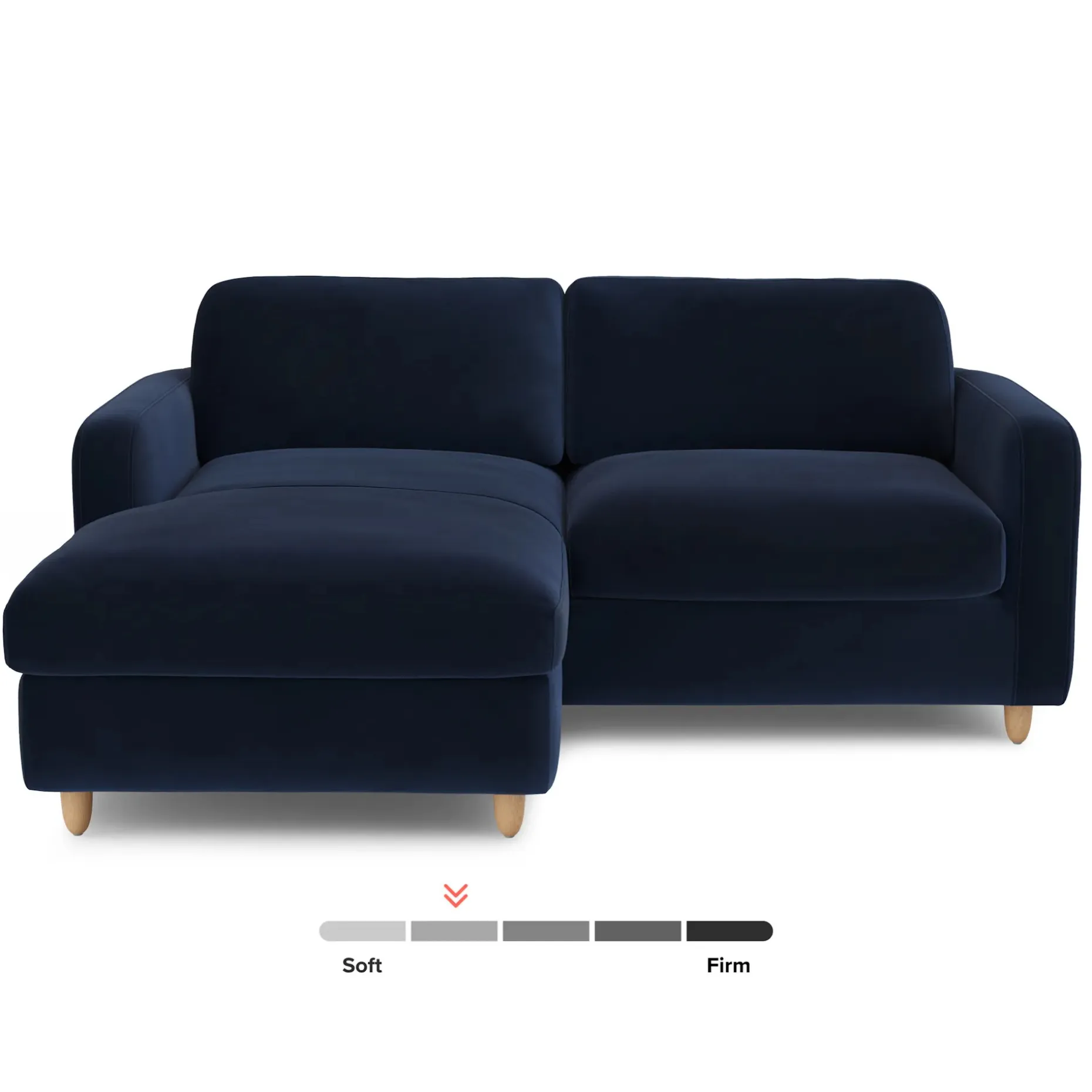 Vati 80" Velvet Left Storage Sectional - Natural Oak and Hale Ink