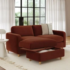 Vati 80" Velvet Left Storage Sectional - Hale Rust
