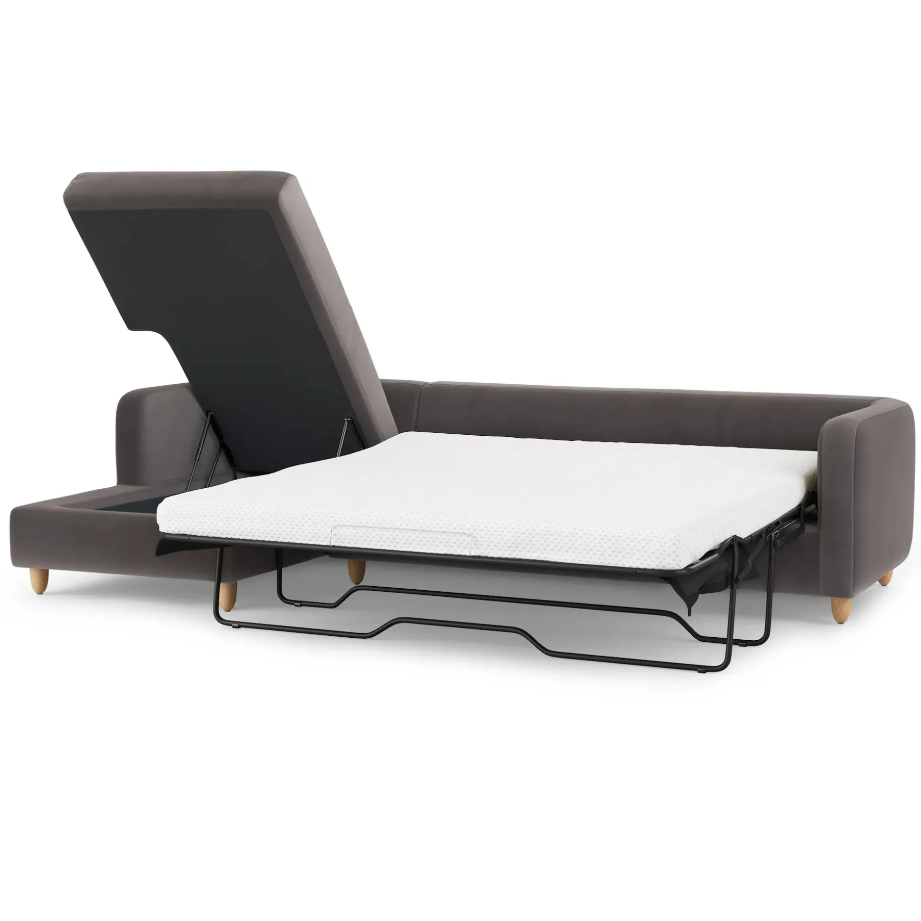 Vati 114" Velvet Left Storage Sleeper Sectional - Hale Warm Gray