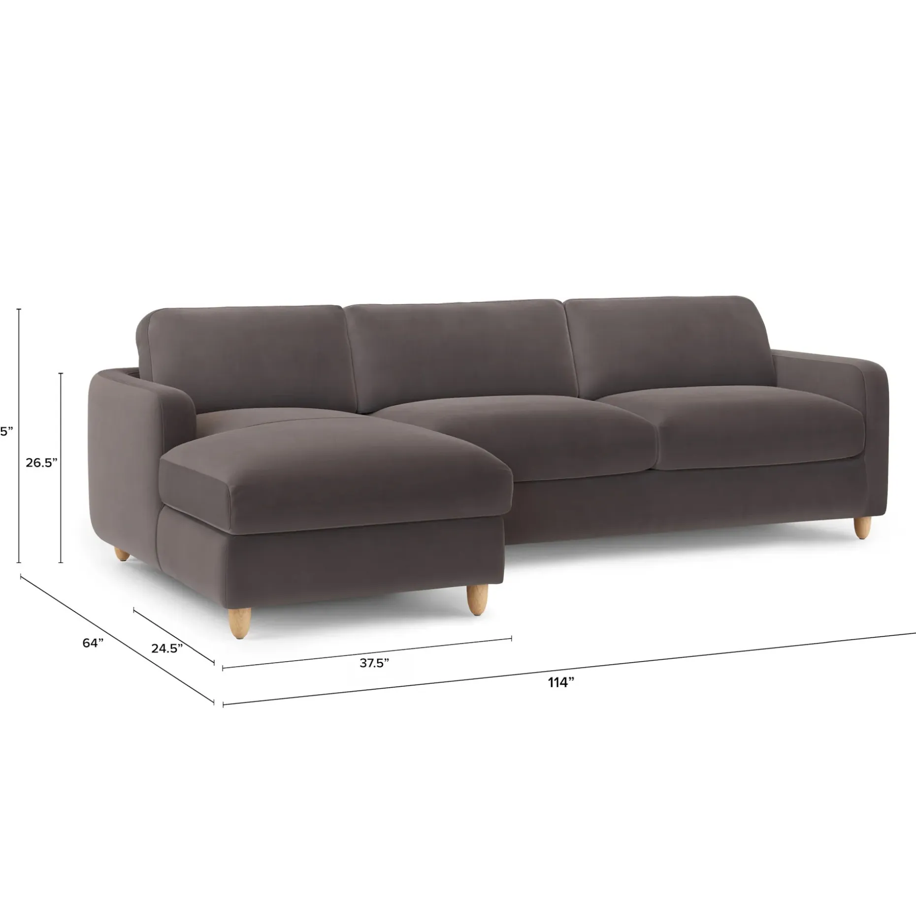 Vati 114" Velvet Left Storage Sleeper Sectional - Hale Warm Gray