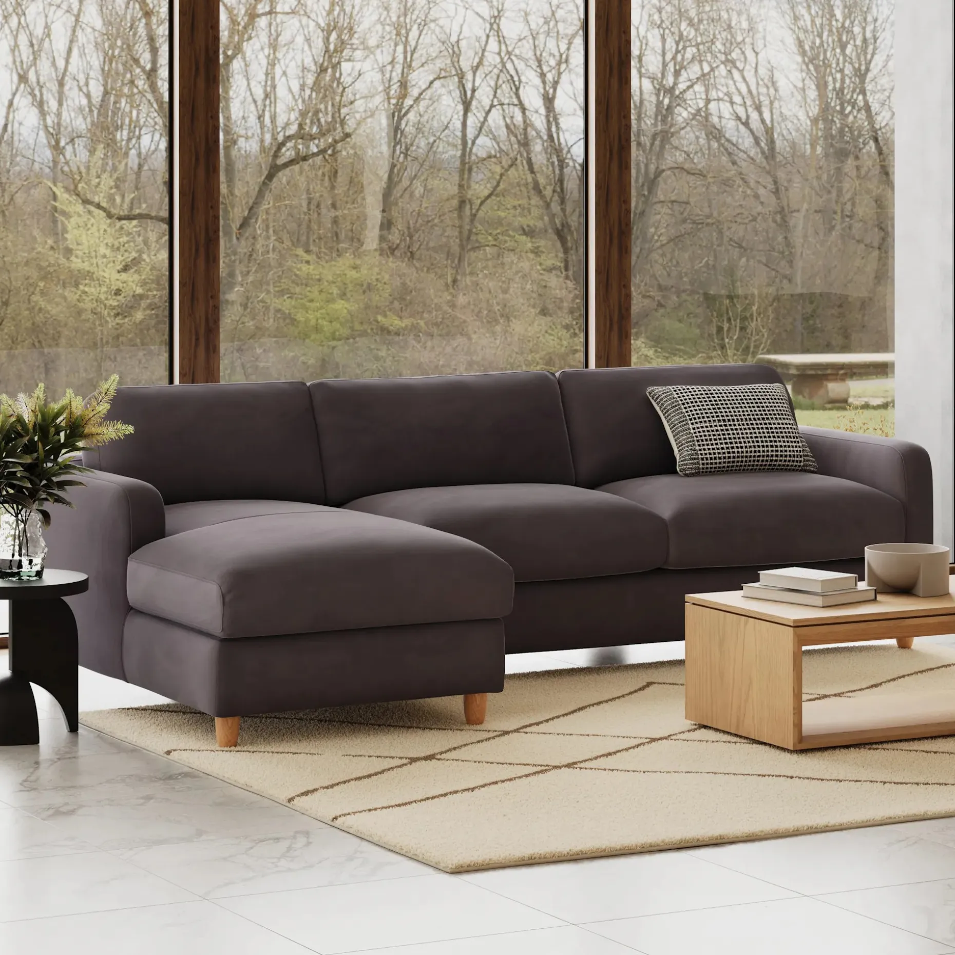 Vati 114" Velvet Left Storage Sleeper Sectional - Hale Warm Gray