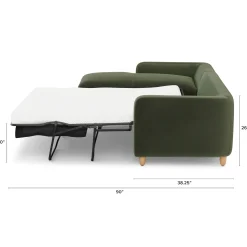 Vati 114" Velvet Left Storage Sleeper Sectional - Hale Fir Green