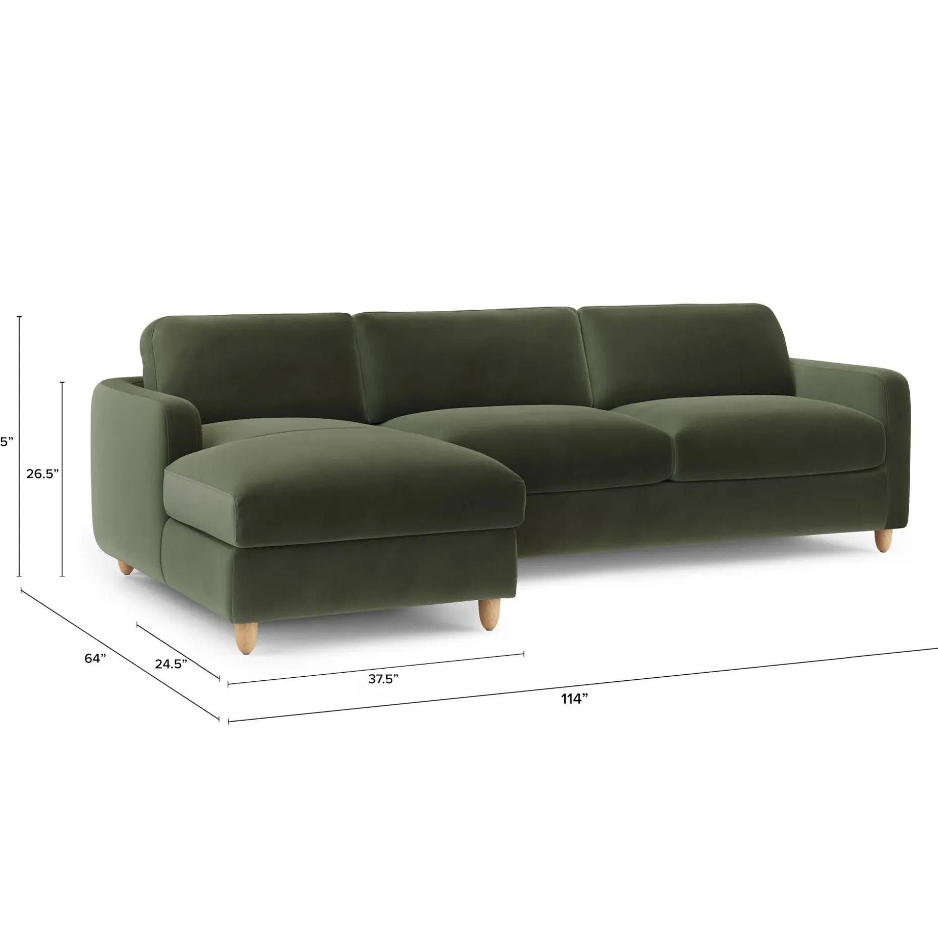 Vati 114" Velvet Left Storage Sleeper Sectional - Hale Fir Green