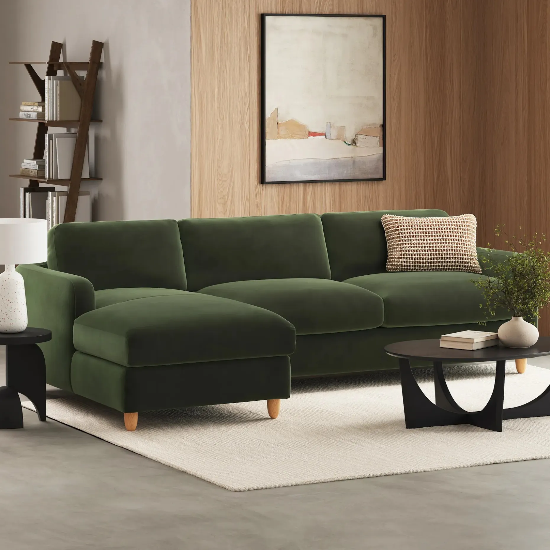 Vati 114" Velvet Left Storage Sleeper Sectional - Hale Fir Green