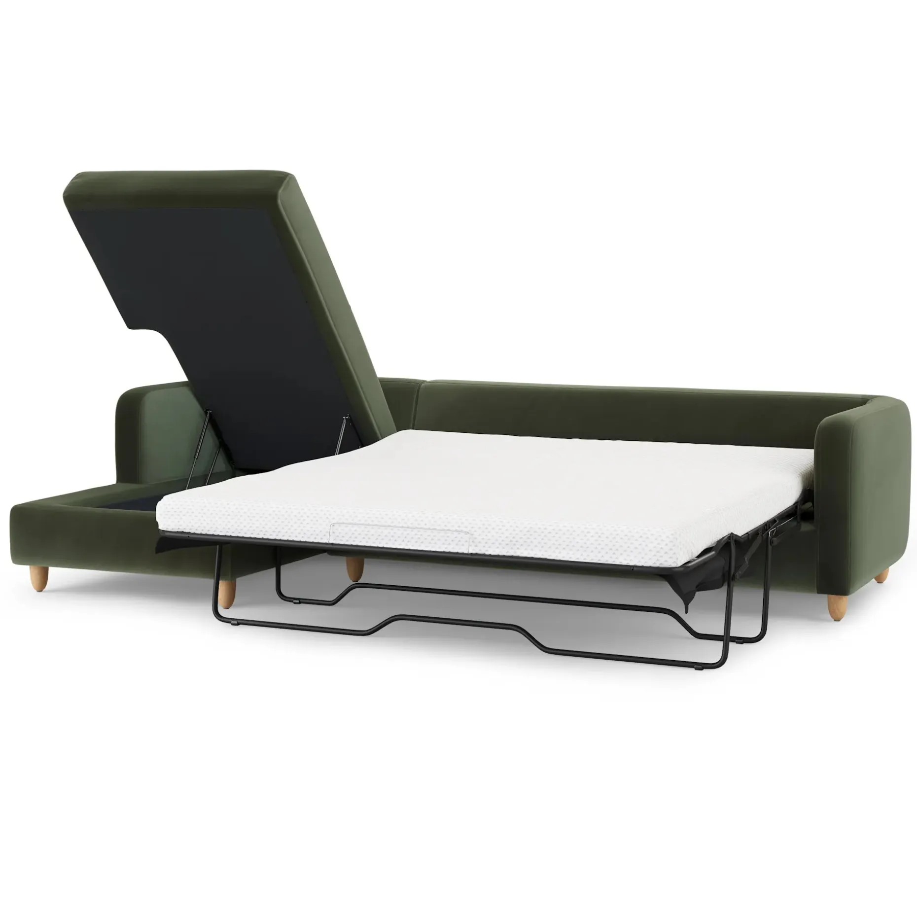 Vati 114" Velvet Left Storage Sleeper Sectional - Hale Fir Green