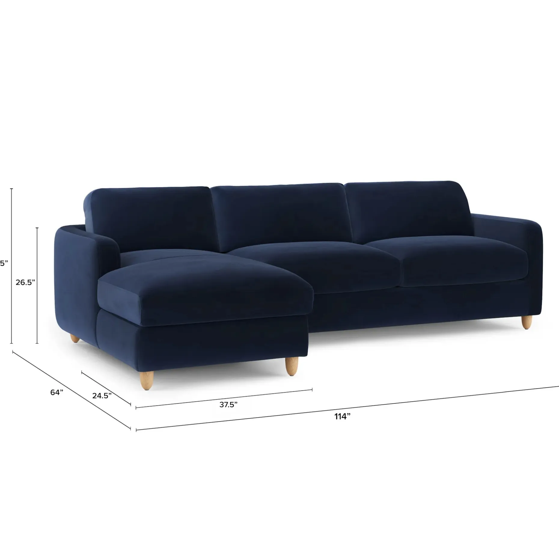 Vati 114" Velvet Left Storage Sleeper Sectional - Hale Ink