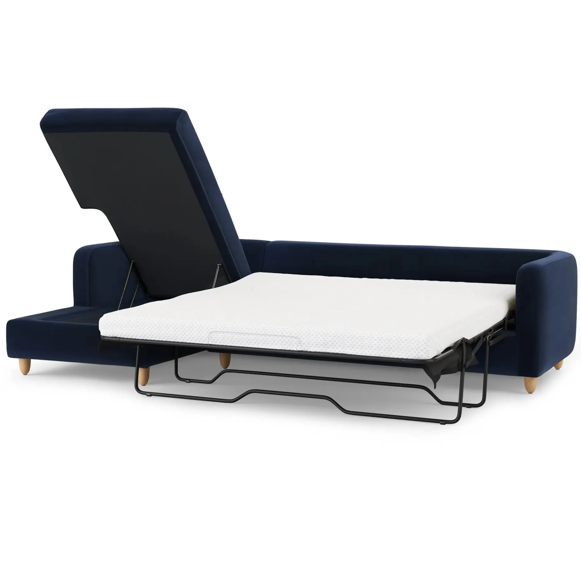 Vati 114" Velvet Left Storage Sleeper Sectional - Hale Ink
