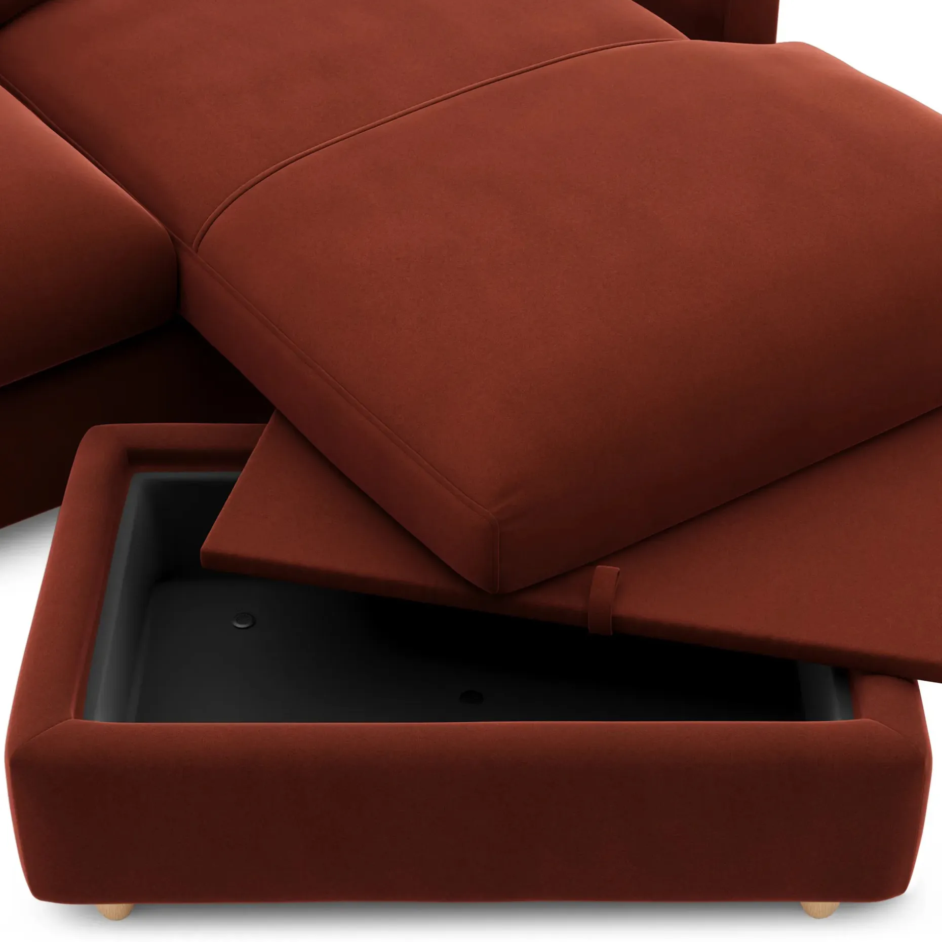 Vati 80" Velvet Right Storage Sectional - Hale Rust