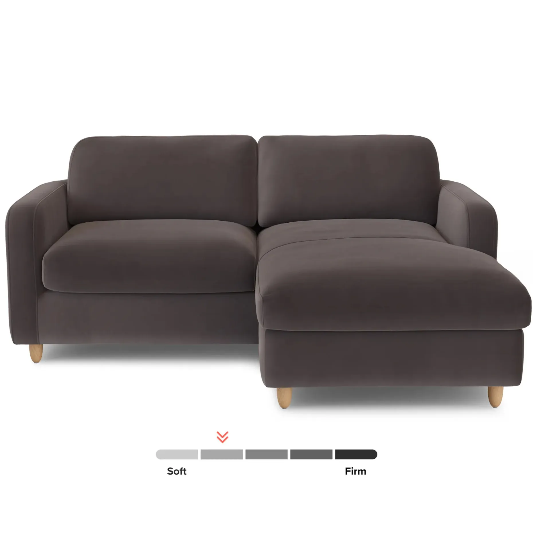 Vati 80" Velvet Right Storage Sectional - Natural Oak and Hale Warm Gray